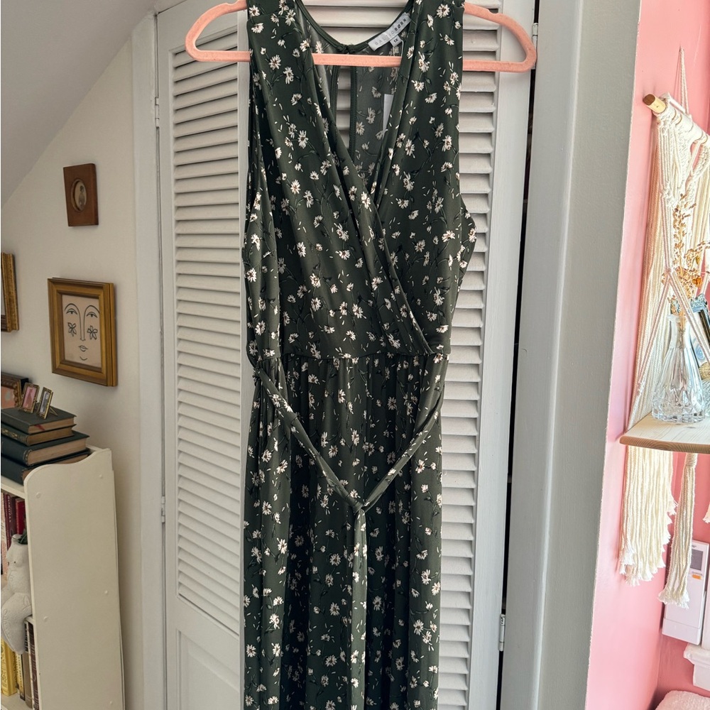 Baltic Born Floral Green Faux Wrap Jumpsuit Size 1X